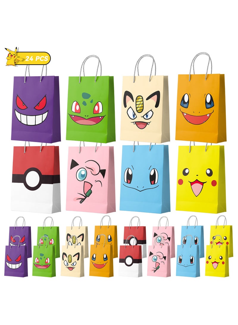 FRUITFUL PARTY Pikachu Party Bags, 24pcs Pokemon Gift Bags for Birthday Party Pikachu Goodie Bags Candy Bags for Pikachu Party Favors - Image 1
